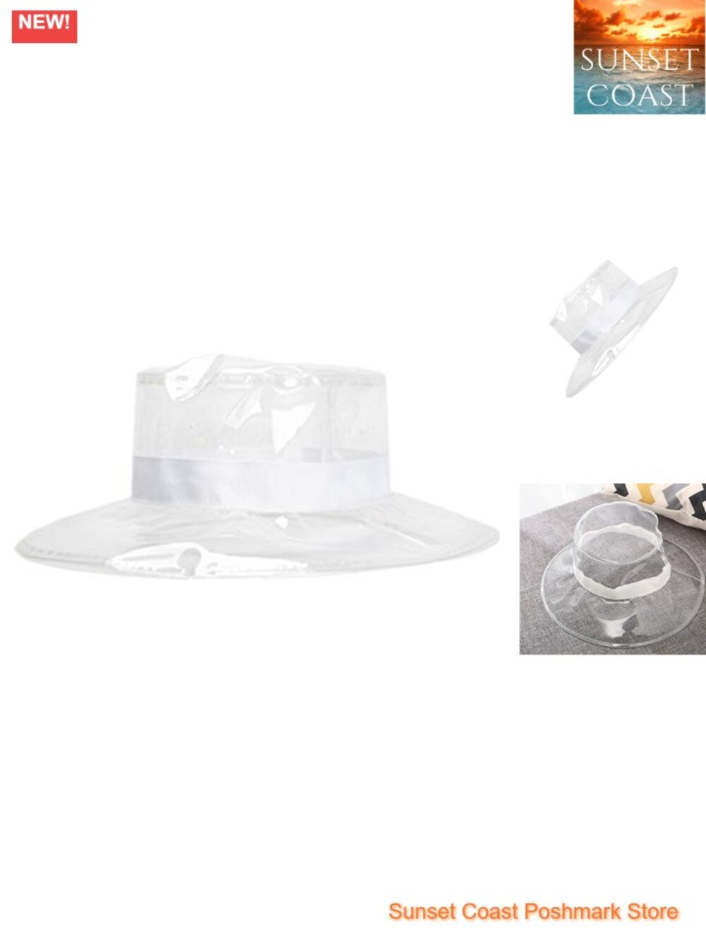Waterproof Transparent PVC Fisherman Bucket Hat Wide Brim Foldable